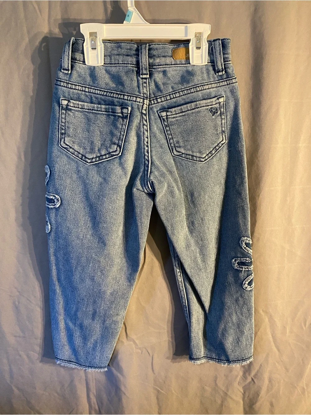 Justice Light Denim Jeans with Daisy Stitch Appliqués